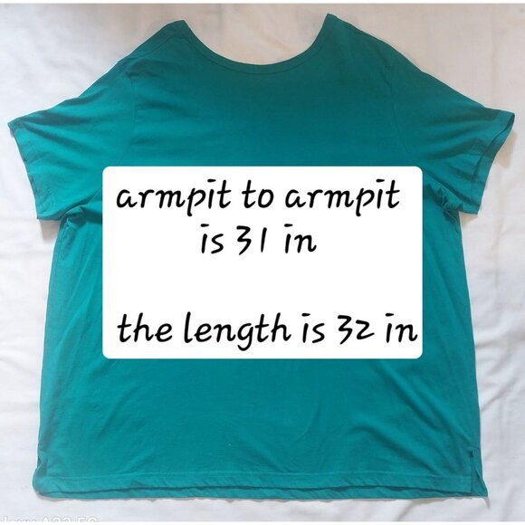 Woman Within Womens 4X Turquoise Short Sleeve Cotton T-Shirt - Picture 5 of 5